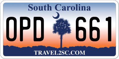 SC license plate OPD661