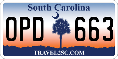 SC license plate OPD663