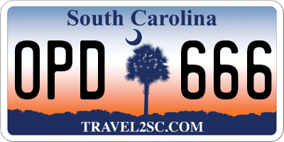 SC license plate OPD666