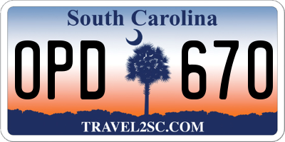 SC license plate OPD670
