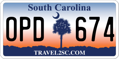 SC license plate OPD674