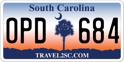 SC license plate OPD684