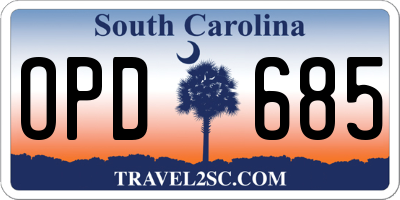 SC license plate OPD685