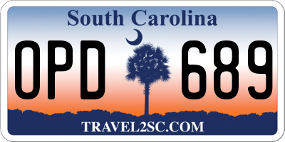 SC license plate OPD689