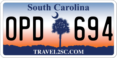 SC license plate OPD694