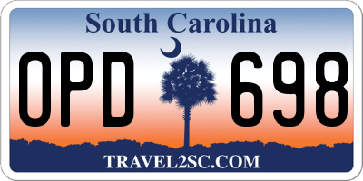 SC license plate OPD698