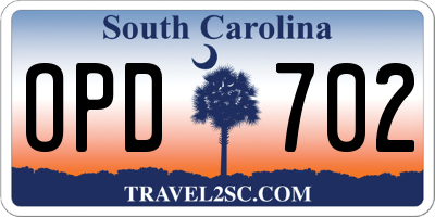 SC license plate OPD702