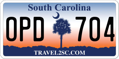 SC license plate OPD704