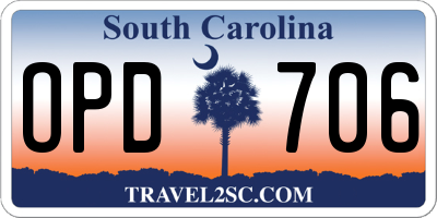 SC license plate OPD706