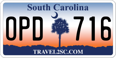 SC license plate OPD716