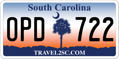 SC license plate OPD722