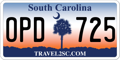 SC license plate OPD725