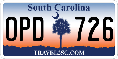 SC license plate OPD726