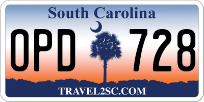 SC license plate OPD728