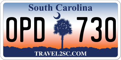 SC license plate OPD730