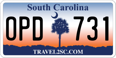 SC license plate OPD731