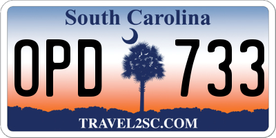 SC license plate OPD733