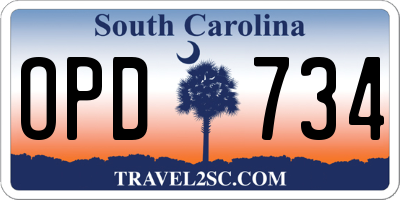 SC license plate OPD734