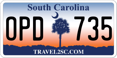 SC license plate OPD735