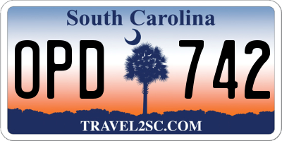 SC license plate OPD742