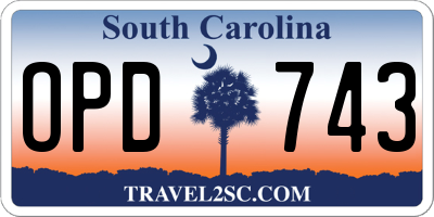 SC license plate OPD743