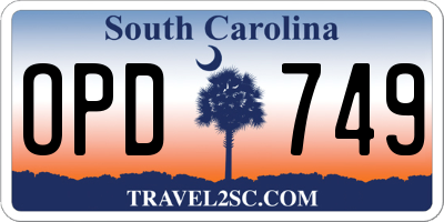 SC license plate OPD749