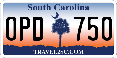 SC license plate OPD750