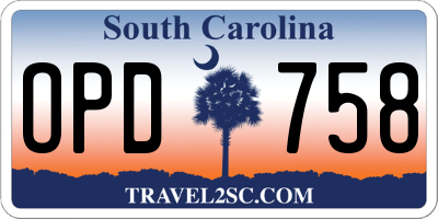 SC license plate OPD758