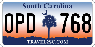 SC license plate OPD768