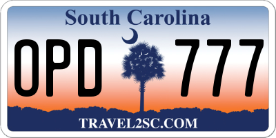SC license plate OPD777