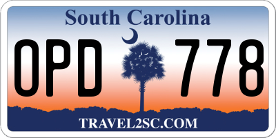 SC license plate OPD778