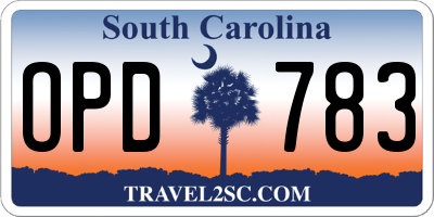 SC license plate OPD783