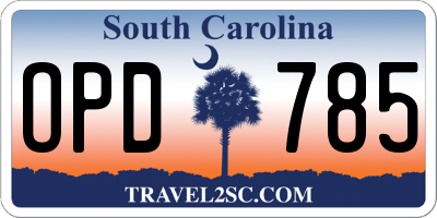SC license plate OPD785