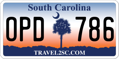 SC license plate OPD786