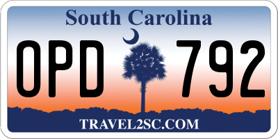 SC license plate OPD792