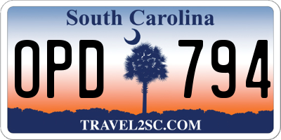 SC license plate OPD794