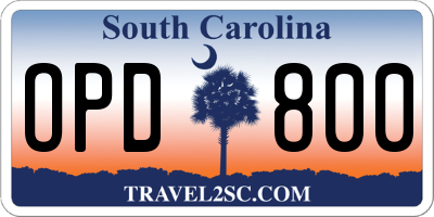 SC license plate OPD800