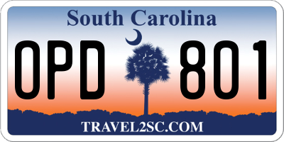 SC license plate OPD801