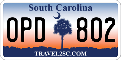 SC license plate OPD802