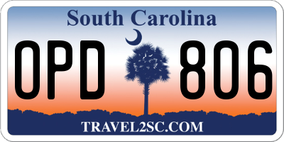 SC license plate OPD806