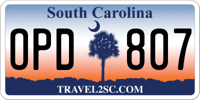 SC license plate OPD807