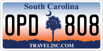 SC license plate OPD808