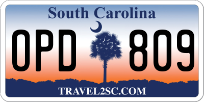 SC license plate OPD809