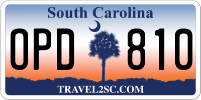 SC license plate OPD810