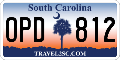 SC license plate OPD812