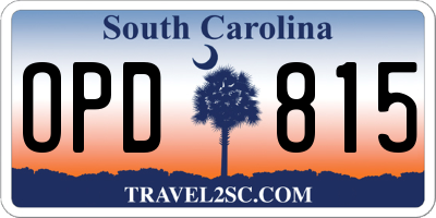 SC license plate OPD815