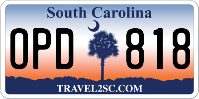SC license plate OPD818