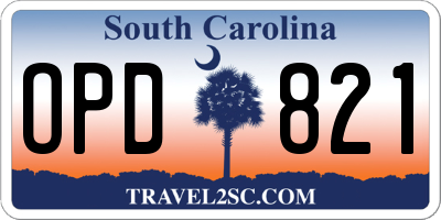 SC license plate OPD821