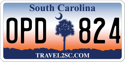 SC license plate OPD824