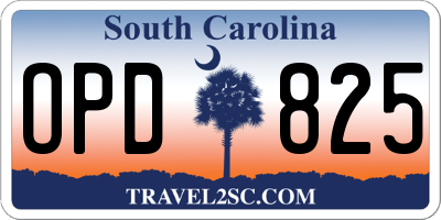 SC license plate OPD825
